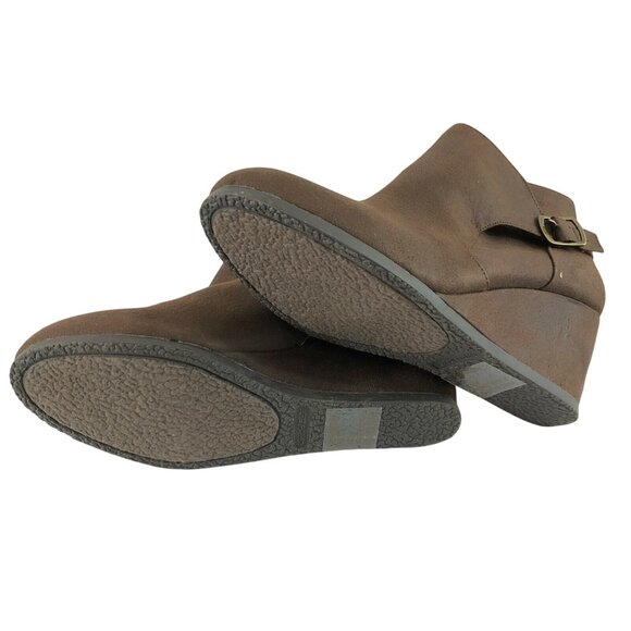 Sugar Womens Ankle Boots Booties Wedge Heel Faux Suede Zipper Buckle Brown 8.5 - Picture 7 of 9